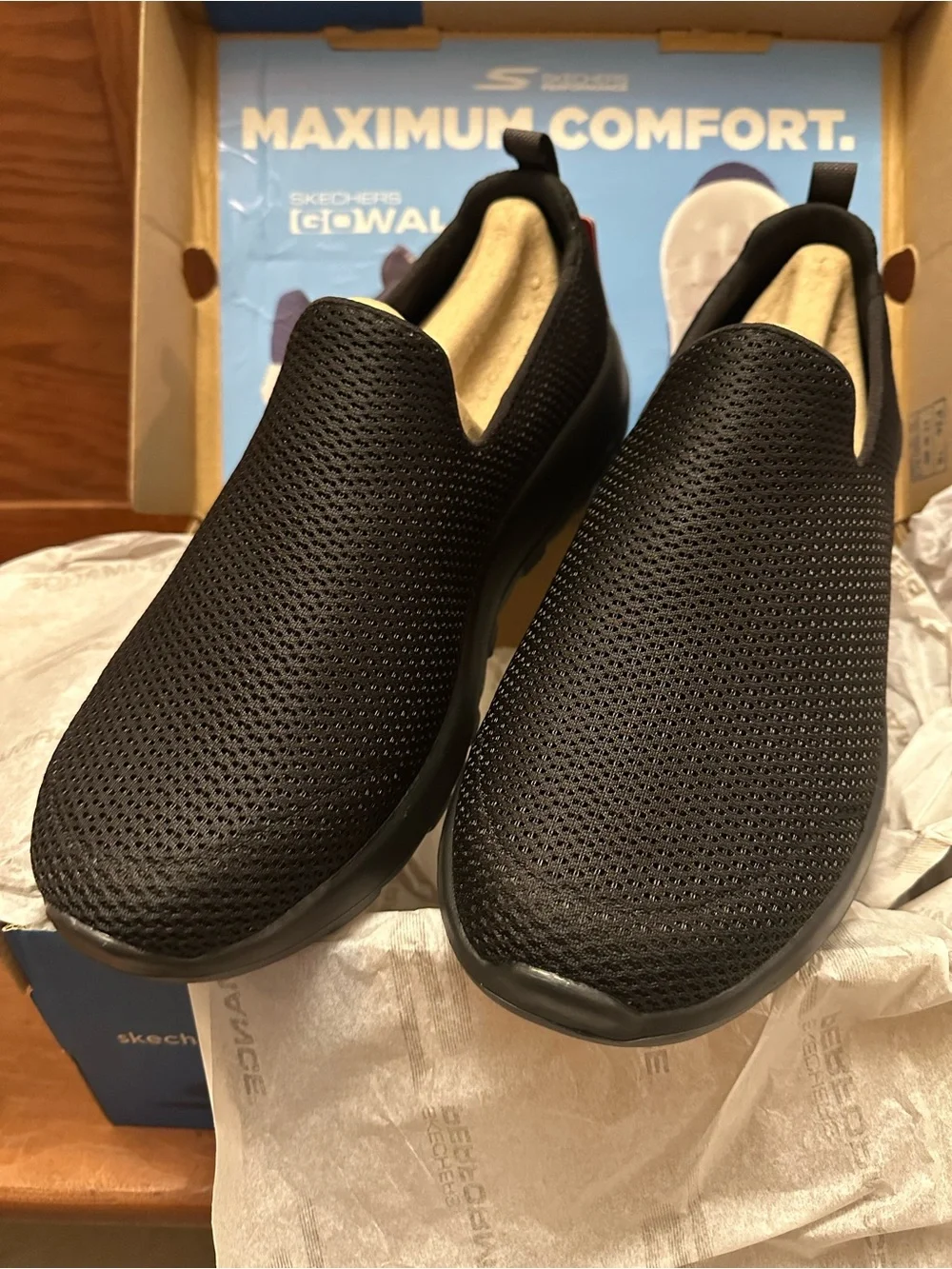 Skechers Men's Black Perforated Slip-On Comfort Loafers